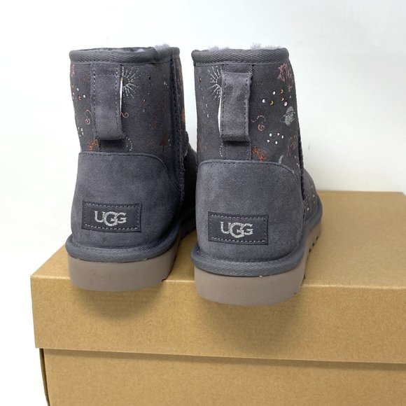 UGG Classic Zodiak Mini Suede Fur Boots Gray W - Picture 4 of 9